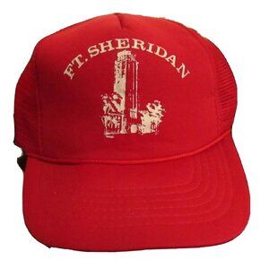 Trucker Cap Vintage FORT SHERIDAN HIGHWOOD ILLINOIS 80s Hat Mesh Snapback